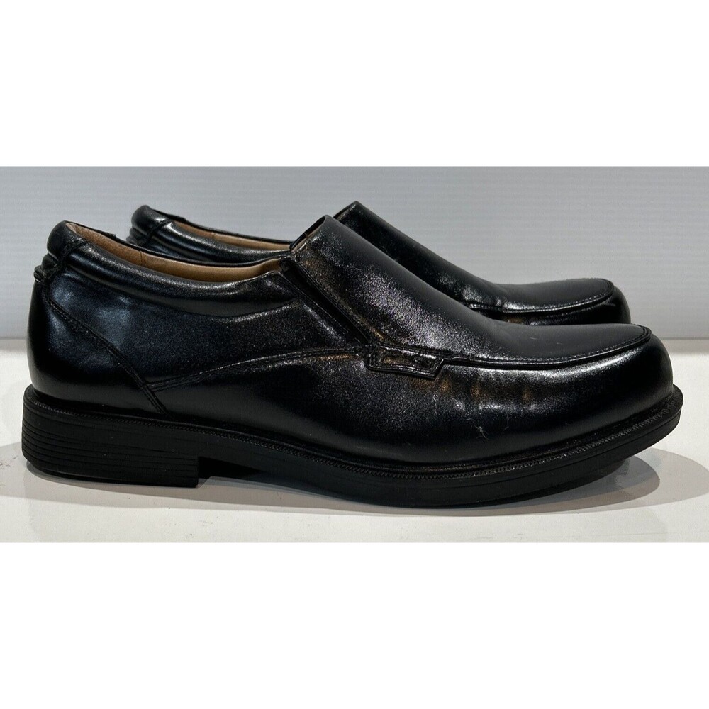 Freeman Free-Flex Men's Black Vegan Leather Loafers Side Gore Shoes 12 Wide